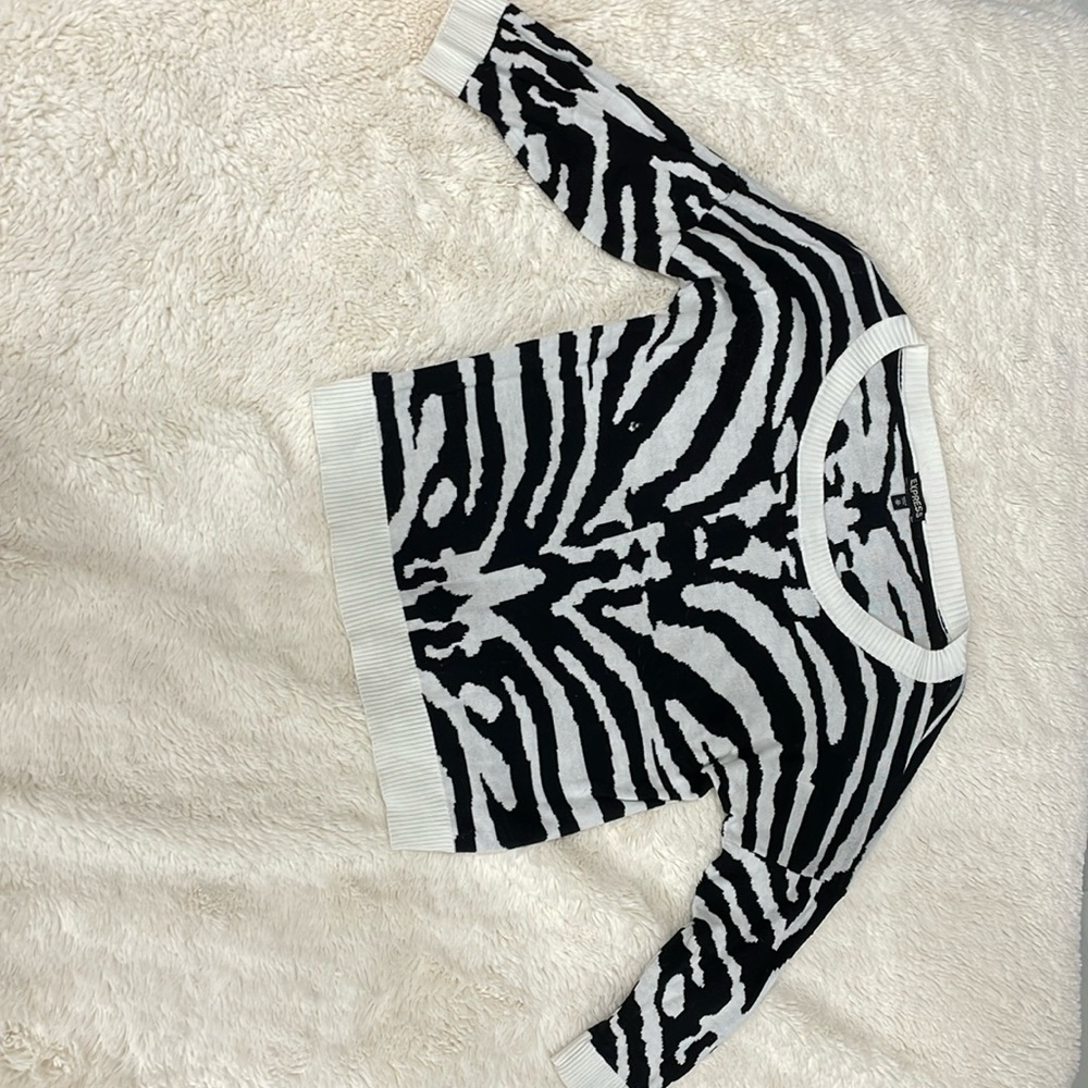 Thin sweater, top, brand is express, sizes, extra small zebra print